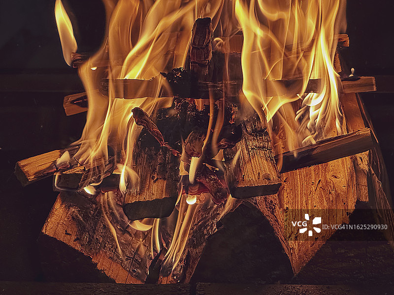 壁炉火焰特写图片素材