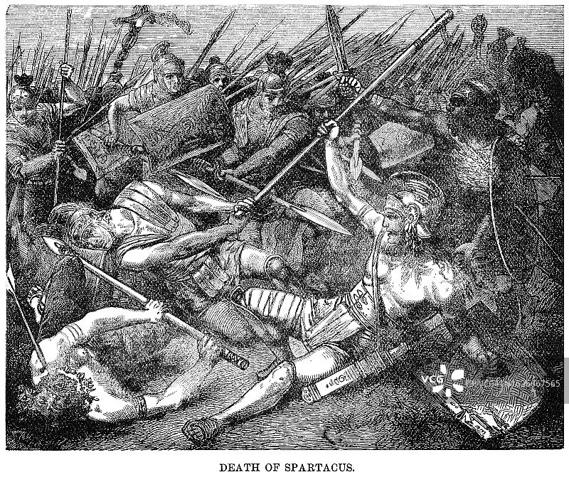 斯巴达克斯角斗士之死古老雕刻插图图片素材