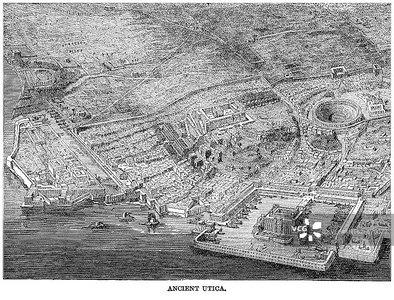 突尼斯古代尤蒂卡古老插图图片素材