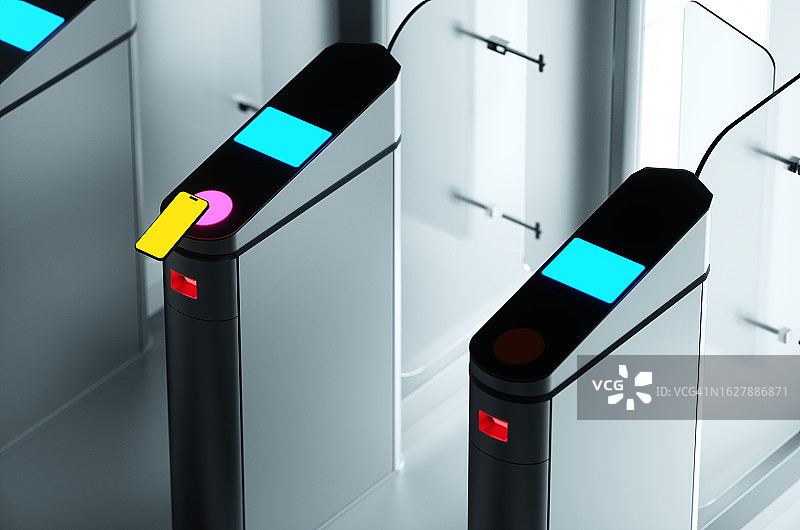 地铁闸机与智能手机无线支付图片素材