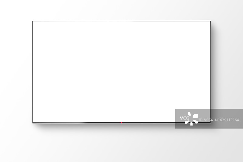 壁挂式电视，带空白等离子、OLED或LED屏幕图片素材