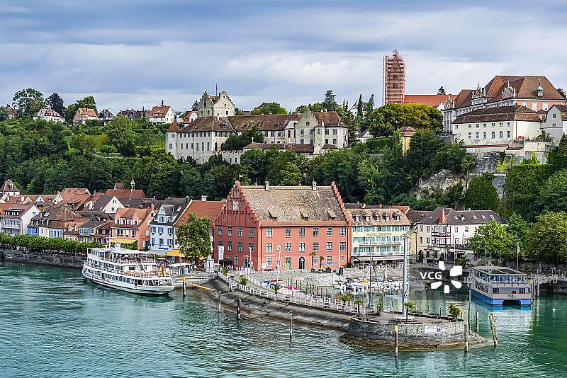 德国博登湖畔梅尔斯堡城镇风光图片素材