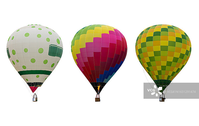 白色背景上的一组热气球图片素材