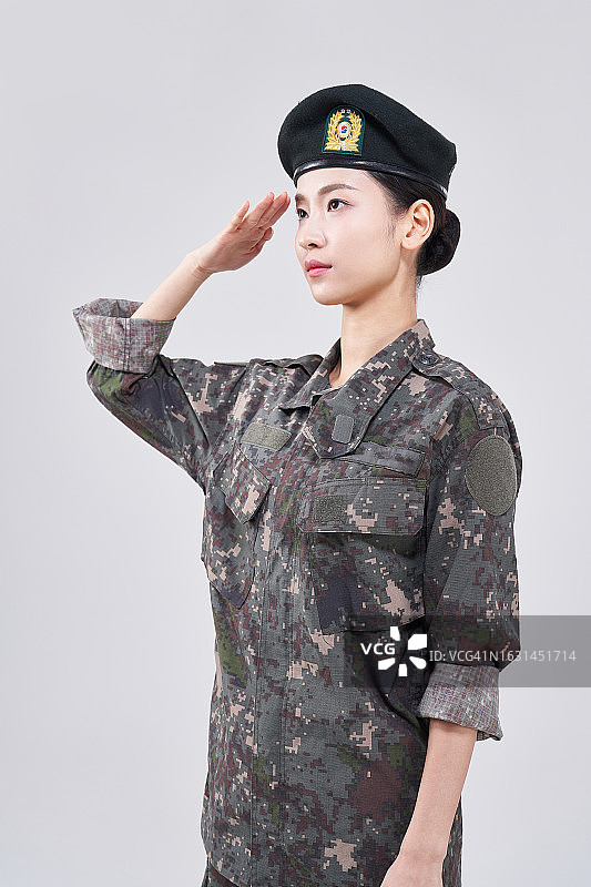韩国女兵影棚拍摄图片素材