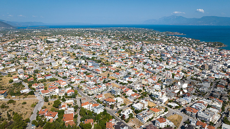 希腊哈尔基斯住宅区鸟瞰图片素材