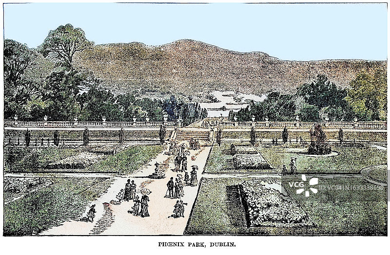 爱尔兰都柏林凤凰公园古老雕刻插图图片素材