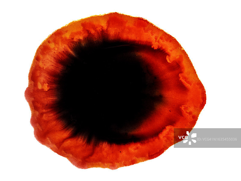 红色和黑色液体分子在白色画布上混合图片素材