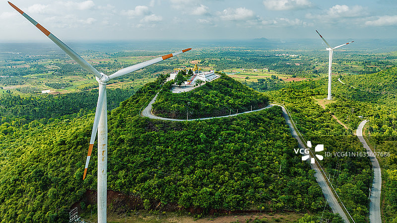 Mavnuru Malleshwara新寺庙的航拍视角图片素材