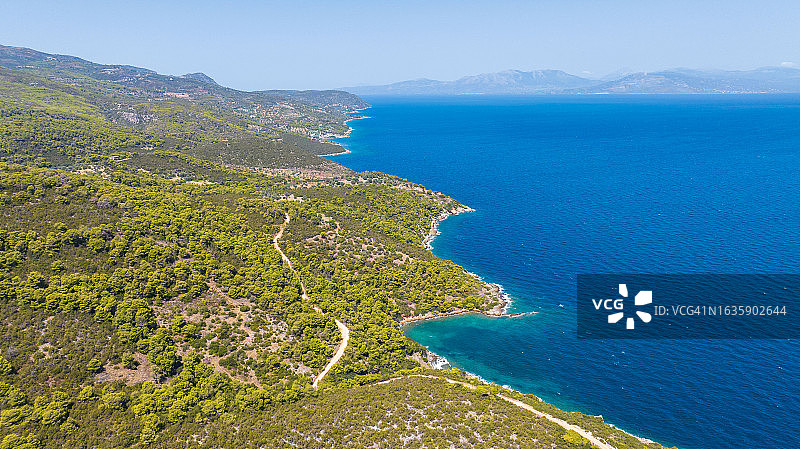 夏季爱琴海海岸线航拍照片图片素材