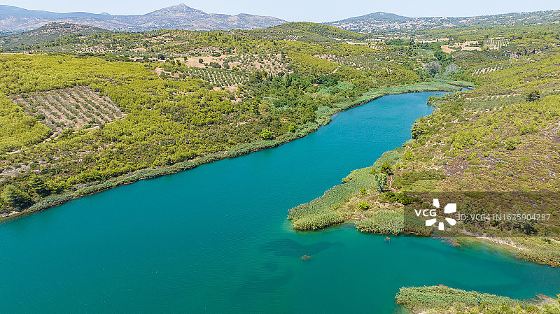 希腊雅典马拉松湖航拍图片素材