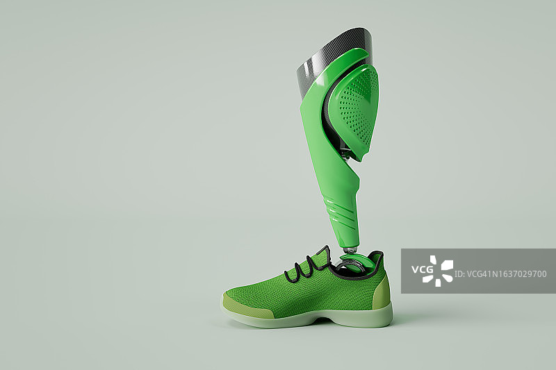 带鞋子的假肢特写图片素材