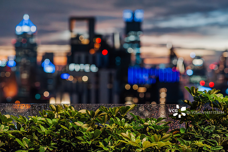 曼谷城市天际线黄昏景色图片素材