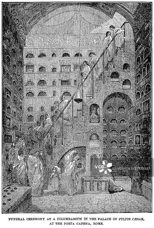 罗马凯撒家族葬礼古老雕刻插图图片素材