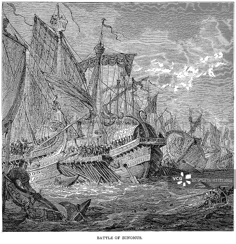 龙塞斯瓦列斯山口战役（778年）的古老雕刻插图图片素材