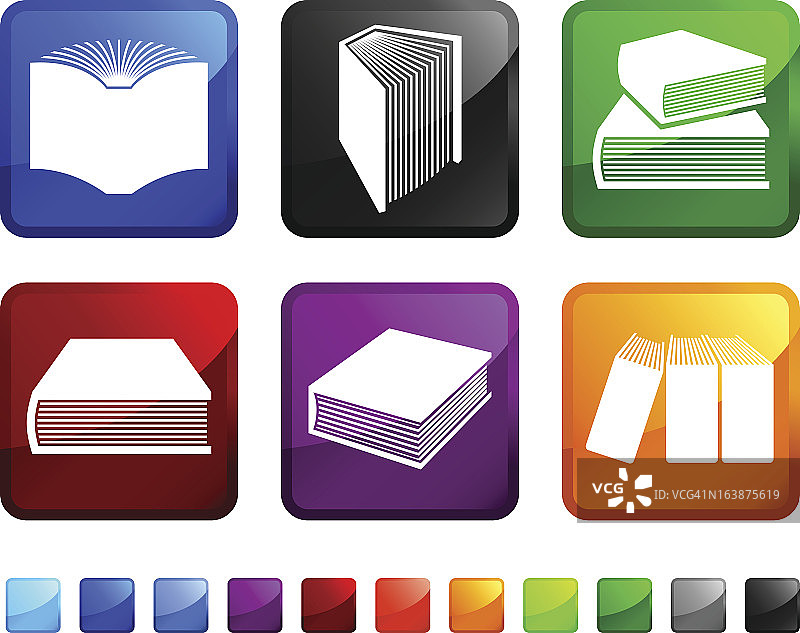 书籍免版税矢量图标贴纸套装图片素材