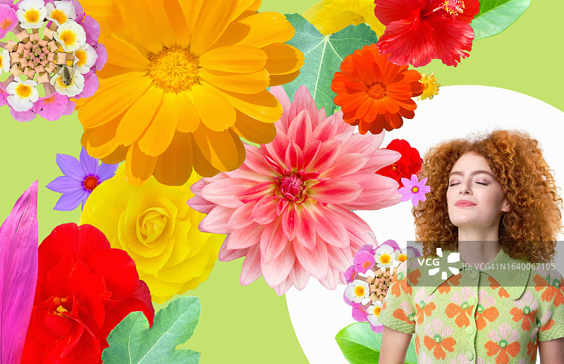 驻足赏花图片素材