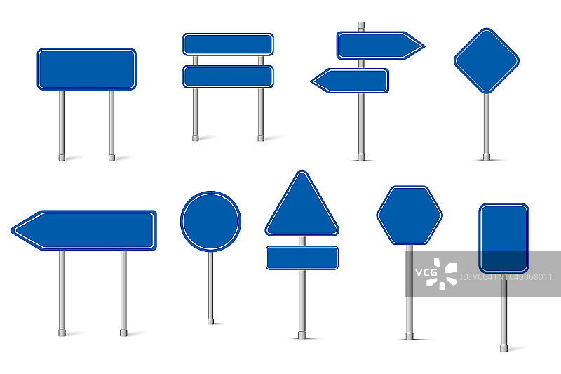 蓝色空白路标合集矢量素材图片素材
