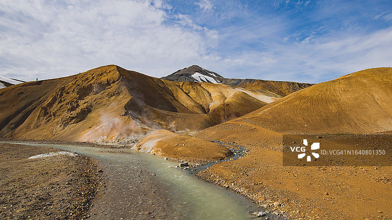 冰岛高地凯林加山脉地热区的迷人景色图片素材