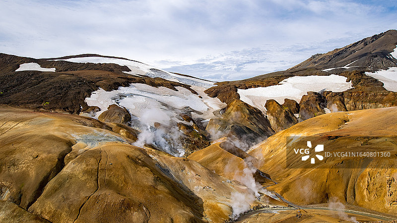 冰岛高地凯林加山脉地热区的迷人景色图片素材