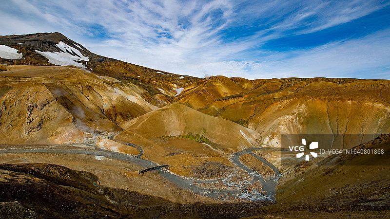冰岛高地凯林加山脉地热区的迷人景色图片素材