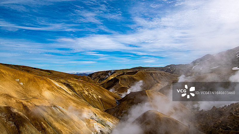 冰岛高地凯林加山脉地热区的迷人景色图片素材