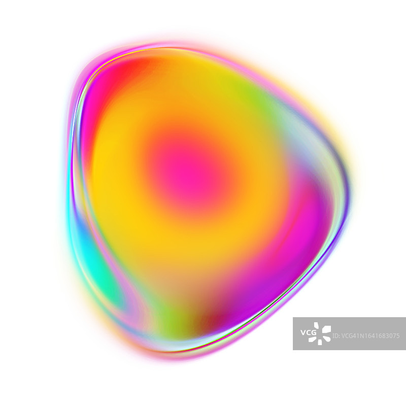 白色背景上色彩鲜艳的模糊抽象形状流动融合黄色粉色光环金属渐变图片素材