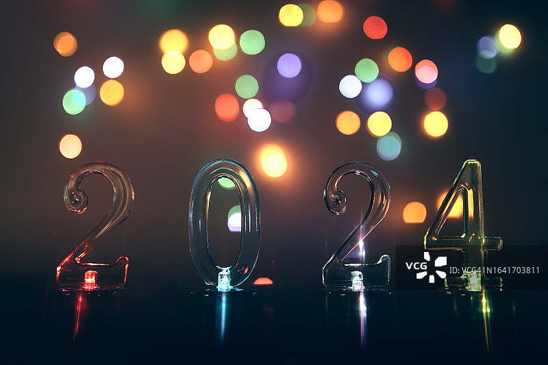 复古风格2024新年数字图片素材