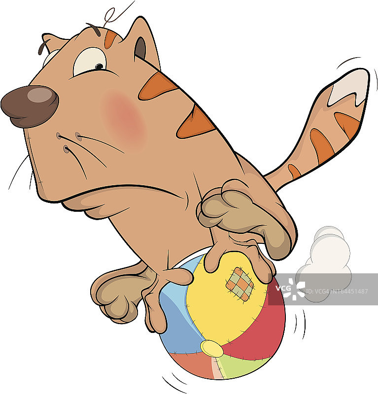 卡通猫咪在球上图片素材