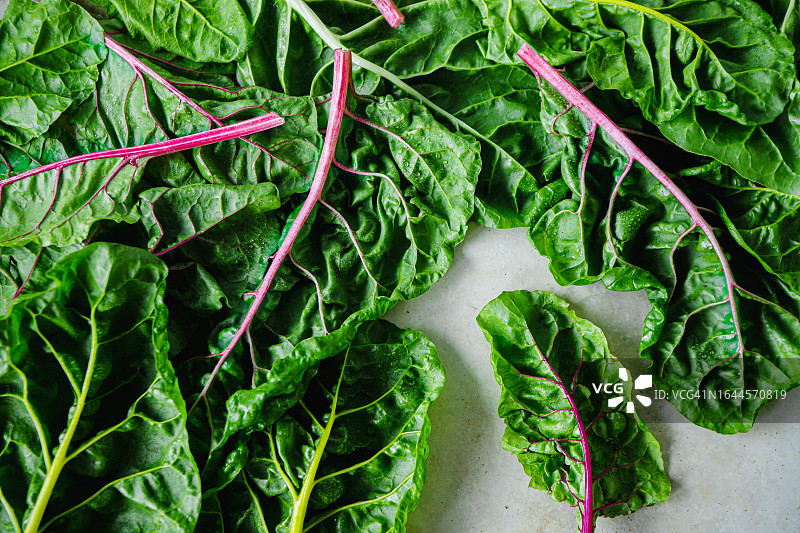 桌上的新鲜有机牛皮菜图片素材