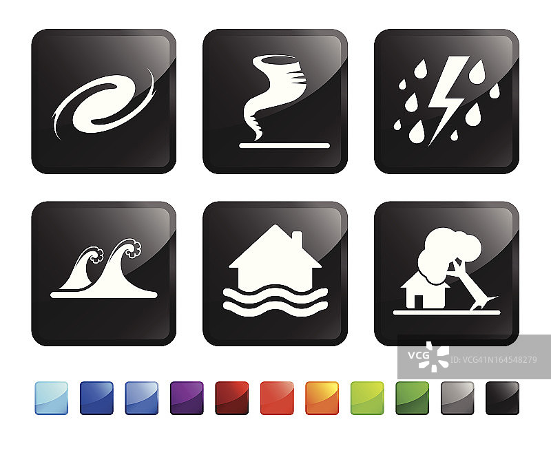 风暴和飓风免版税矢量图标贴纸套装图片素材