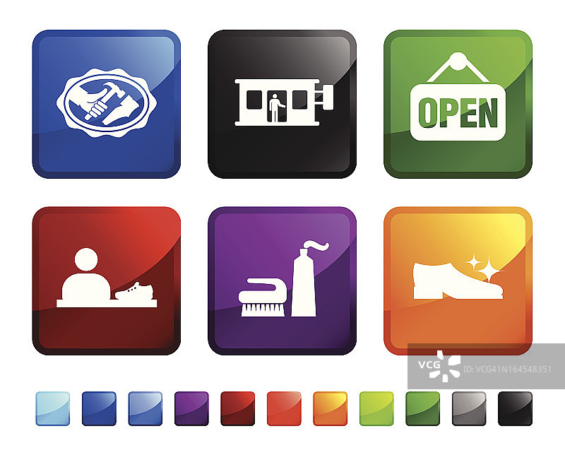 鞋子维修业务免版税矢量图标贴纸套装图片素材