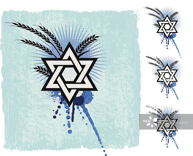 蓝色背景上的大卫之星免版税矢量素材图片素材