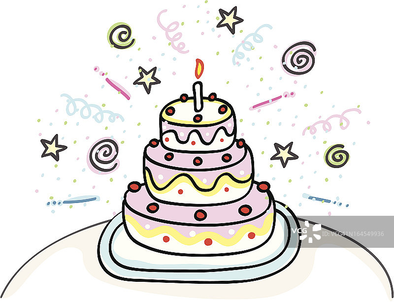 生日派对蛋糕卡通插画图片素材