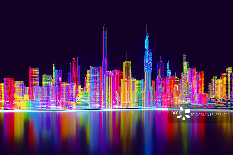 抽象彩色城市景观图片素材