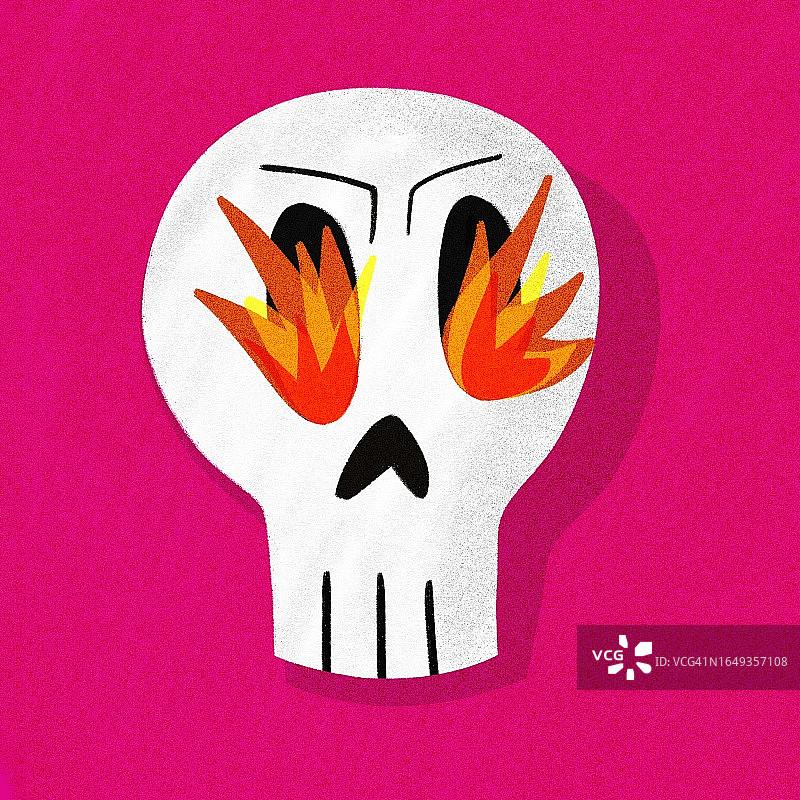 万圣节燃烧的骷髅头插画图片素材