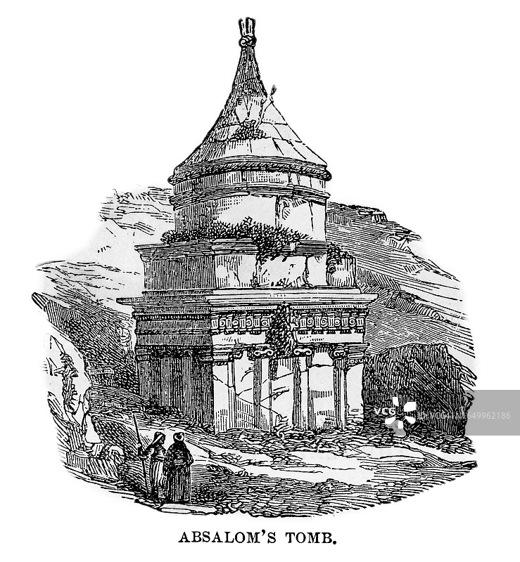 老式版画：耶路撒冷押沙龙之墓图片素材