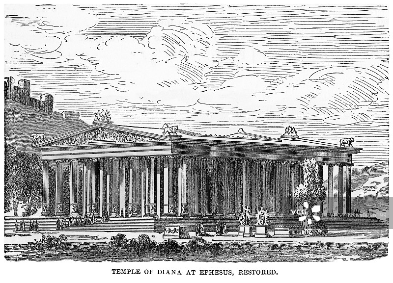 土耳其以弗所的阿耳忒弥斯神庙古老版画图片素材