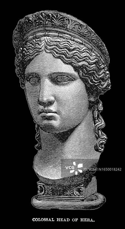 古希腊半身像：古希腊神话中的赫拉，婚姻、妇女和家庭的女神图片素材