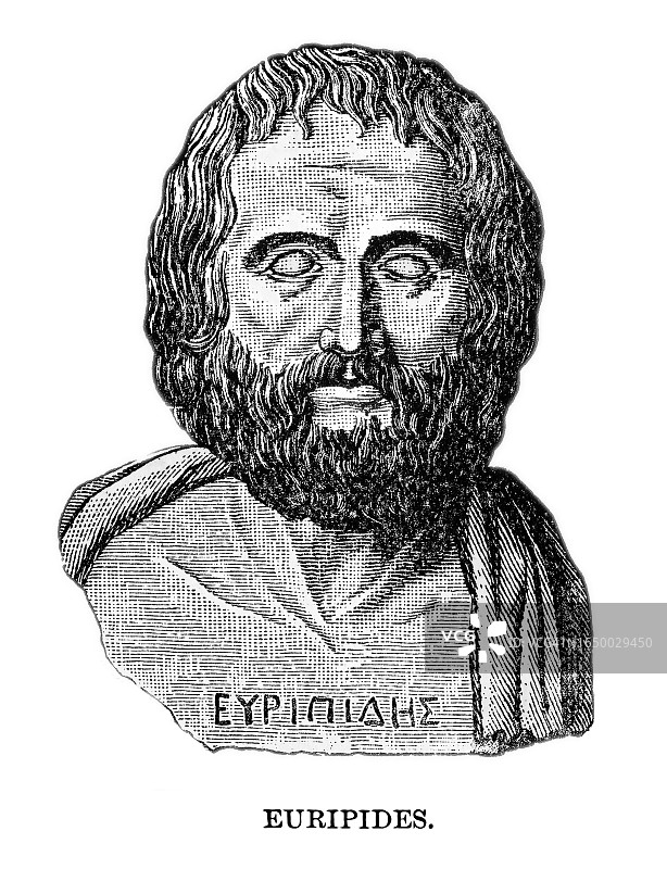 古希腊欧里庇德斯半身像（公元前480-前406年）：古典雅典的悲剧诗人图片素材