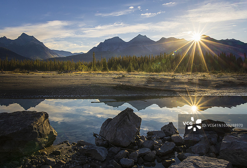 库特尼国家公园米切尔山脉和库特尼河图片素材
