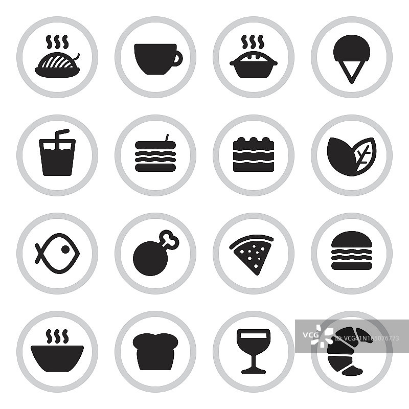 咖啡馆和餐厅菜单图标 | 黑色图片素材