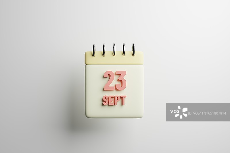 9月23日日历3D渲染图片素材