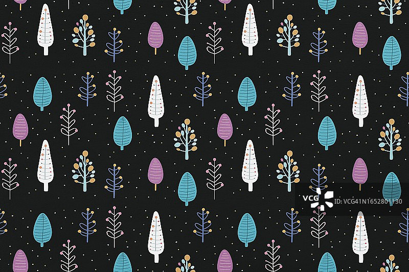 树木和树叶的无缝图案图片素材