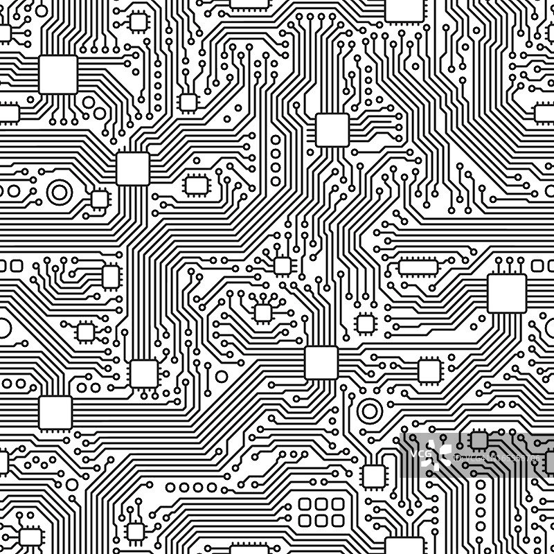 电路板矢量 - 无缝平铺图片素材