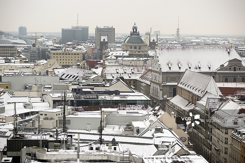 雪景城市航拍图片素材
