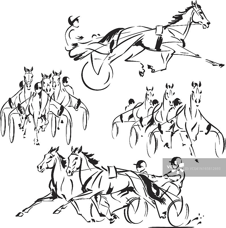 四种赛马主题图片素材