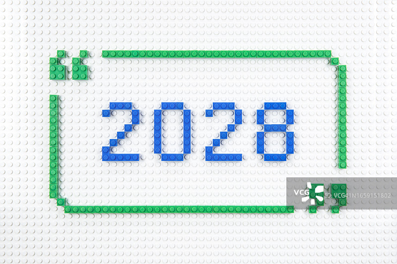 用玩具积木代表的2028年图片素材