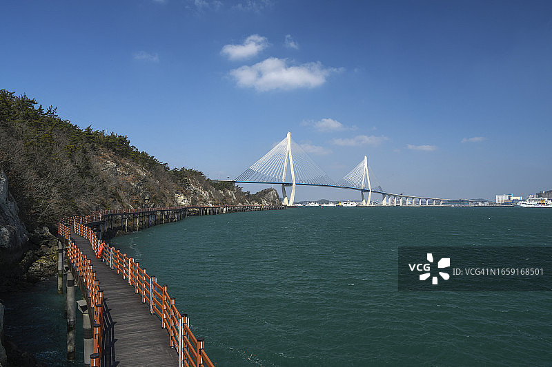 全罗南道木浦市木浦大桥、高霞岛图片素材