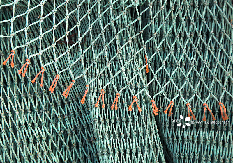 晾晒中的渔网特写图片素材