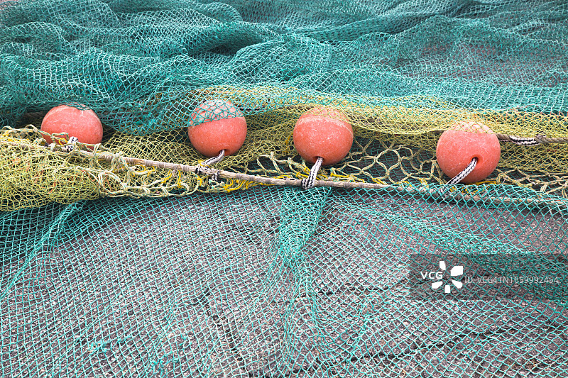 渔网和浮标特写图片素材